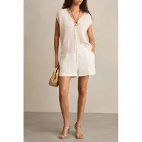 Reiss Button Through Knitted Top Ivory Taglia: L | Gilet Outlet | Donna | Bianco