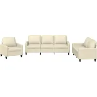 vidaXL Set divano 3 pezzi con cuscini in Pelle finta crema