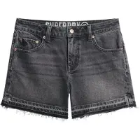 Superdry per donna. W7110449A Pantaloncini neri a vita media (28), Nero, Casual, Cotone, Denim