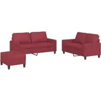 vidaXL Set divano 3 pezzi con cuscini in Pelle finta rosso vino