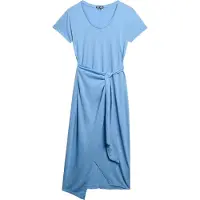 Superdry per donna. W8011944A Abito midi avvolgente con fiamme blu (XXS), Casual, Cotone, Manica corta