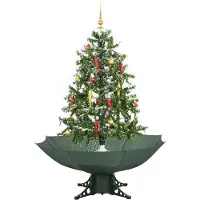 vidaXL Albero di Natale innevato con base ad ombrello verde 140 cm