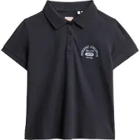 Superdry per donna. W6011869A Polo aderente blu navy anni '90 (S), Casual, Cotone, Manica corta