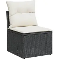 vidaXL Set di divani da giardino 7 pezzi con cuscini in polirattan nero
