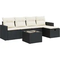 vidaXL Set di divani da giardino 5 pezzi con cuscini in polirattan nero