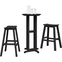 vidaXL Set da giardino con tavolo e sedie, 3 pezzi, colore nero, materiale HDPE