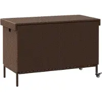 vidaXL Cassapanca da giardino con rotelle Marrone 110x55x73 cm Poly rattan