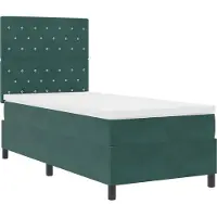 vidaXL Letto boxspring LED con materasso Verde scuro 90 x 200 cm Tessuto