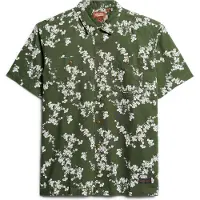 Superdry per uomo. M4010793A Camicia da spiaggia verde a maniche corte (L), Casual, Cotone, Manica corta