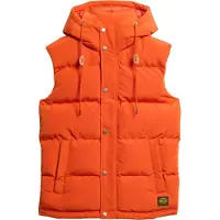 Superdry per uomo. M5011708A Gilet imbottito con cappuccio Everest arancione (S), Casual, Sostenibile, Nylon riciclato
