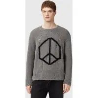 AllSaints Message Crew Gunmetal Grey Taglia: M | Maglioni a maglia Outlet | Uomo | Grigio