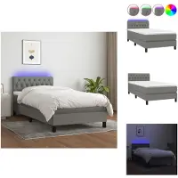 vidaXL Letto a molle insacchettate con materasso e tessuto LED grigio scuro 90x200 cm - Letti e strutture letto
