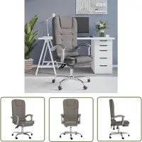 The Living Store Sedia da ufficio con funzione massaggio Tessuto Taupe