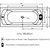 Riho Lima Easypool 3.1 Baignoires rectangulaires, commande tactile, à encastrer, 2 places, blanc brillant, B052004005, B052004005
