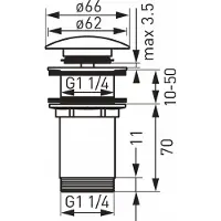 Ferro Tappo di scarico per lavabo senza troppopieno, nero (S285B-BL-B)