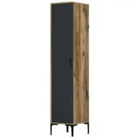Dmora Armadio Multiuso 1 Anta Giusta 40x48h201\ cm Nero Antracite, Un'anta 5 Vani