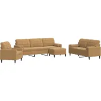 vidaXL Set di divani 4 pezzi con cuscini e imbottiture in velluto marrone