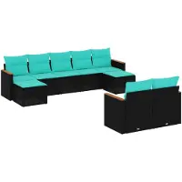 vidaXL Set di divani da giardino da 9 pezzi con cuscini, in polyrattan nero