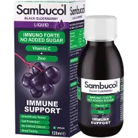 Sambucol Immuno Forte Senza Zucchero Sambuco Nero Vitamina C e Zinco Sciroppo 120 ml — Integratore