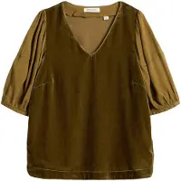 White Stuff Cleo Velvet Mix Top Khaki Green Taglia: 10 | Magliette intime Outlet | Donna | Marrone
