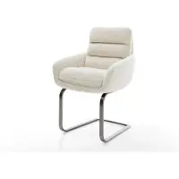 DELIFE sedia a sbalzo Abelia-Flex con braccioli tessuto teddy beige sedia a sbalzo piatto grafite