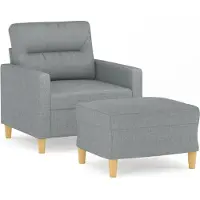 vidaXL Poltrona con sgabello grigio chiaro 60 cm tessuto