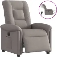 vidaXL Poltrona relax elettrica in tessuto tortora
