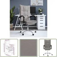 The Living Store Sedia da ufficio con funzione reclinabile Tessuto Taupe