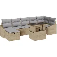 vidaXL Set da giardino composto da 8 pezzi, divano, colore beige, realizzato in rattan sintetico