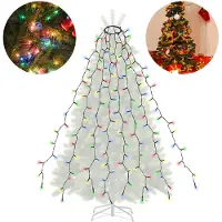Salcar , catena luminosa per albero di Natale, lunghezza 1,5 metri, con anello e 8 ghirlande, 200 LED, adatta per alberi di abete alti da 90 cm a 150 cm, multicolore