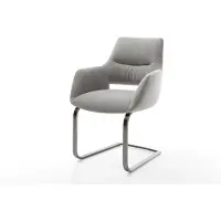 DELIFE Sedia a sbalzo Yago-Flex con braccioli Tessuto strutturato Soft Grey Sedia a sbalzo piatta Graphite Molle insacchettate