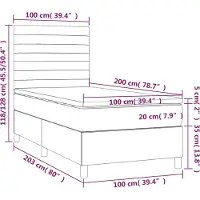vidaXL Letto a molle con materasso grigio chiaro 100x200 cm in velluto