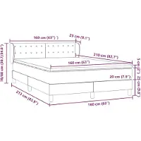 vidaXL Letto a molle con materasso grigio scuro 160x210 cm in velluto