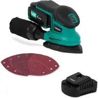 Vonroc Levigatrice palmare 20V – 4.0Ah |Incl. Batteria e caricatore rapido