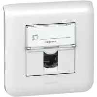 Legrand MOSAIC, connettore RJ45 singolo, categoria 6, UTP, con campo di etichettatura, colore bianco, codice prodotto 076564