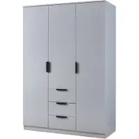 En.casa Armadio 'Eiselfing' 176 x 120 x 52 cm con 3 ante, 2 aste, 4 scomparti, 3 cassetti Grigio