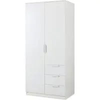 En.casa Armadio 'Eiselfing' 176 x 80 x 52 cm con 2 ante, 1 asta, 4 scomparti, 3 cassetti Bianco