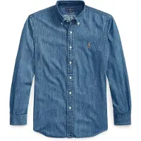 Ralph Lauren per uomo. 710792043001 Camicia di jeans blu su misura (XL), Casual, Cotone, Manica lunga, Navy