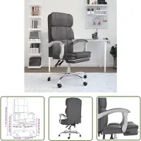 The Living Store Sedia da ufficio reclinabile in Pelle finta grigia