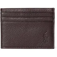 Ralph Lauren unisex. 405913722001 Porta carte in pelle martellata marrone (OSFA), Casual, Classico