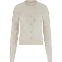 GUESS Maglione donna beige logo strass