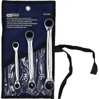 Ks Tools 4 in 1 GEARplus set di chiavi ad anello reversibili a doppio cricchetto, 3 pezzi