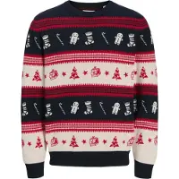 Jack & jones Pullover 'JJXmas Noel' blu scuro / rosso / bianco
