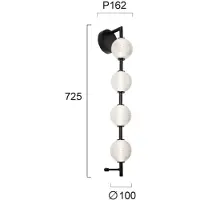 VIOKEF Applique a LED Abeona, altezza 72 cm, nera, metallo, a 4 luci.