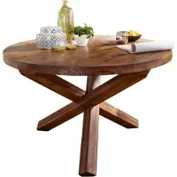 Wohnling Tavolo da pranzo di design rotondo Ø 120 cm x 75 cm Sheesham