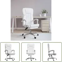 The Living Store Sedia da ufficio con funzione reclinabile in ecopelle bianca