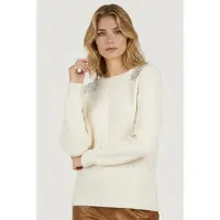 Esqualo Sweater Shoulder Pearls Off White Taglia: S | Maglioni a maglia Outlet | Donna | Bianco