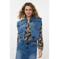Esqualo Gilet Denim Stones Jeans Blue Taglia: 36 | Gilet Outlet | Donna | Blu