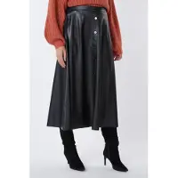 Esqualo Skirt Midi Light Pu Black Taglia: 36 | Gonne di pelle Outlet | Donna | Nero