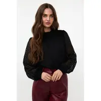 Esqualo Blouse Allover Zigzag Plumetis Black Taglia: 36 | Maglie a manica lunga Outlet | Donna | Nero
